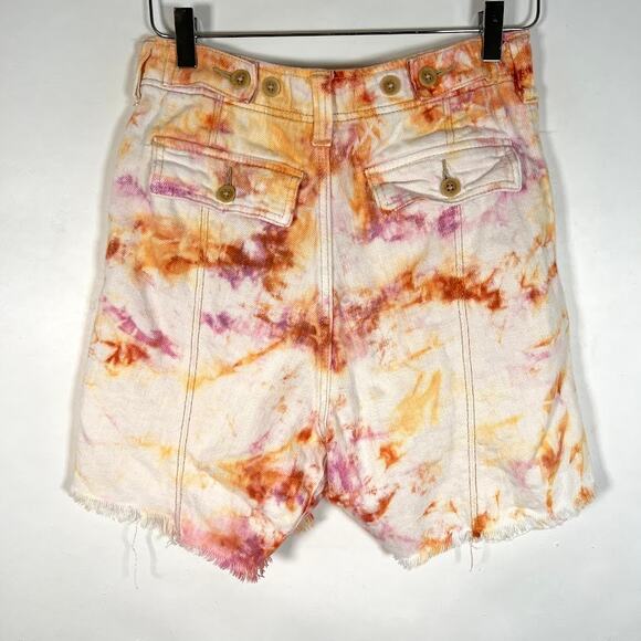 We The Free People Women's She's A Legend Bermuda Shorts 0 Tie Dye Raw Hem Boho - Picture 4 of 8